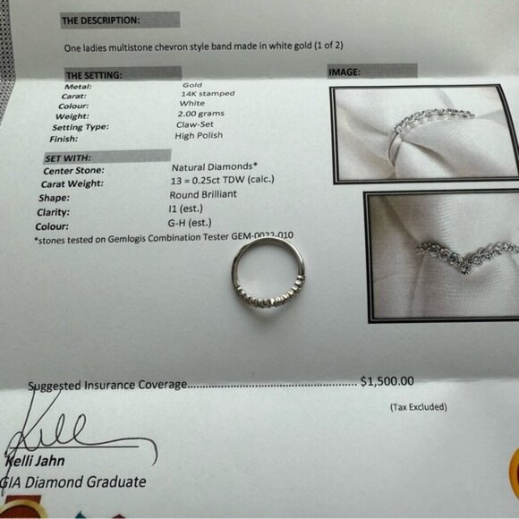 14KT White Gold , 1/2CT Chevron Brilliant Round Diamond Bands - Picture 7 of 8